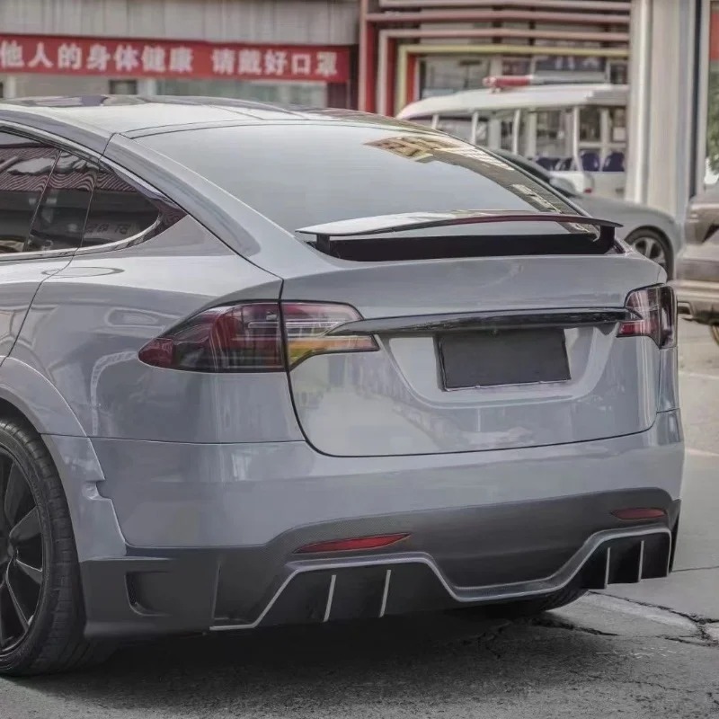 Topcar Style Carbon Fiber Rear Lip Diffuser Wide Body Expansion Kit for  Model X Modified Version